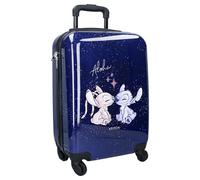 Stitch und Angel Aloha Hartschalenkoffer aus ABS für Kinder - 4 Rollen - ausziehbarer Griff - 46 x 33 x 21 cm - Fassungsvermögen 31 Liter - Farbe Dunkelblau, blau, Valigia piccola, trolley koffer
