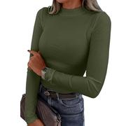 VAFFUL Langarmshirt Damen Geripptes Rollkragen Basic Oberteile Slim Fit Pullover Elegant Langarm Tee Shirt