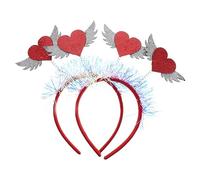 Vaguelly 2 Stück Valentinstag Herzförmige Pailletten Haarreifen mit Flügeln Glitzernde Party Haarschmuck für Frauen Bequeme Stirnbänder für Geburtstag und Festtagsdeko