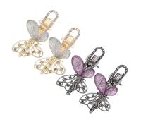 Vaguelly 4 Stück Französische Schmetterlings Haarspangen aus Metall mit Funkelnden Strasssteinen Leichte Haarklammern für und Lose Strähnen Vintage Accessoires für Alltag und Besondere