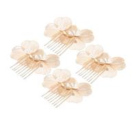 Vaguelly 4 Stück Teiliges Vintage Barock Braut Haarreif Goldene Blumen Haarkämme Elegante Florale Hochzeit Haaraccessoires Leichtes Koreanisches Design für Braut und Hochzeitsfeier