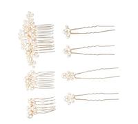Vaguelly 7Stücke Teiliges Perlen Haarteil für Braut Eleganter Hochzeits Haarschmuck Haarnadeln und Kämme für Teenager und Damen Stilvolles Accessoire für Besondere Anlässe