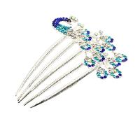 Vaguelly Blauer Hochzeit Haarkamm mit Strass Haarschmuck für Damen Eleganter Braut Haarkamm aus Hochwertiger Legierung Schmuck für Besondere Anlässe