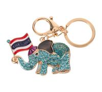 Vaguelly Elefanten Schlüsselanhänger aus Metall mit Strass und Thailändischer Flagge Taschenanhänger für Damen als Glücksbringer und Reise Souvenir Farbiger Tieranhänger für Handtasche und