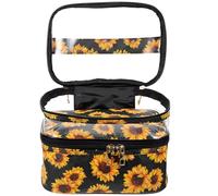 Vaguelly Reise Kosmetiktasche PVC Transparent Große Doppellagige Kulturbeutel mit Henkel Kosmetik Organizer für Mädchen