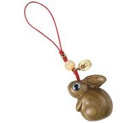Vaguelly Schlüsselanhänger Holz Hase Handy Anhänger Grünpatiniertes Sandelholz Charm für Mädchen Rucksack Schmuck Zubehör Kleine Größe