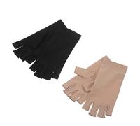 Vaguelly UV Schutz Manikürehandschuhe Damen 2 Paar Fingerlose Halb Fingerschutzhandschuhe aus Hautfreundlichem Material für Nagelpflege Fahrhandschuhe mit Bräunungsschutz Schwarz Hautfarbe