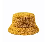 VaiKanhai Anglerhut Daunen Frauen Winter Eimer Hut Vintage Cloche Hüte Warme Faux Wolle Outdoor Kappe Anglerhut Damen Fell (Yellow, One Size)