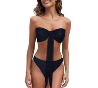 VaiKanhai Bikini Mit Fransen Damen Bräunungsdurchlässiger Bikini für Damen, schmale Passform, hohl, durchscheinend, Nicht empfindlich, für Strand, Bad, Sonnenbaden, Keine Sonnenflecken, (Black, XS)