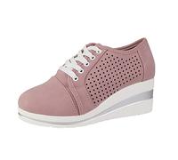 VaiKanhai Damen Mesh Schuhe Sportschuhe Sneaker Joggingschuhe Bequeme Dehnbar Laufschuhe Sportschuhe Sportlich Mesh-Stretch-Turnschuhe Schnürer Arbeitsschuhe Sneaker Memory Foam Slip On (Pink, 42)