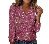 VaiKanhai Glitzer Oberteile Damen Party Bluse Damen Elegant Sexy Silvester Outfit Damen | 2025 Silvester Outfit Damen Glitzer Glitzer Pullover Damen Silber Glitzer Body Für Raver Festival