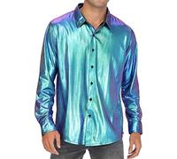 VaiKanhai Herren Hemden Langarm Slim Fit Glitzer Hemd Disco Hemd Herren Hemd Langarm Slim Fit Smoking Hemd Herren Weiß Businesshemd Herren Langarm Stehkragen Hemd Herren Schwarz Rot S M L XL XXL