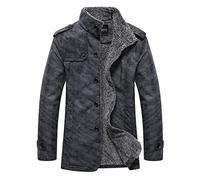 VaiKanhai Herren Mantel Winter Flanell Fleece Ledermantel Warm Wildleder Jacke Kunstleder Jacke Herren Stehkragen Winterjacke Trachtenjacken Vintage Mantel Männer Winter Lederjacke M-XXL