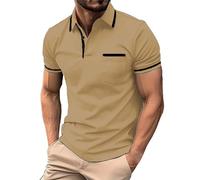 VaiKanhai Herren Poloshirts Kurze Ärmel Baumwolle100%, Henleyshirt Knopfleiste Ohne Etikett mit Brusttasche Freizeitshirt Herren Sommer Arbeitshirt Stretch Quick-Dry Muskelshirt Trainingsshirt