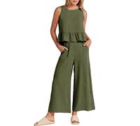 VaiKanhai Jumpsuits Damen Ärmellose Playsuit Ärmellos Elegant Damen Schlabberhose mit Taschen Lange Hosen mit Taschen Oversize lose Dehnbare 2023 Damen Latzhose Arbeitshose Sommerhose Baggy