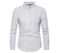 VaiKanhai Leinenhemd Herren Gestreift Hemden Herren Slim Fit Hemd Herren Langarm Weiß Hemden Herren Langarm Schwarz Weiß Leinenhemd Herren Langarm Beige M L XL XXL 3XL 4XL 5XL