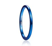 Vakki 2mm Gewölbte Ring aus Wolfram Damen Blau Ehering Schmal Paarring Größe 61(19.4)