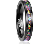 Vakki 4mm Männer Ring Wolframcarbid mit Opal Schwarz Ehering Freundschaftsringe Paarring Größe 65(20.7)