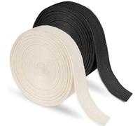 Vaktop 2 Rolle Schrägband, Baumwollband 30 m x 20 mm, Baumwolle Einfassband für DIY Handwerk Nähen Stricken (Schwarz/Beige)