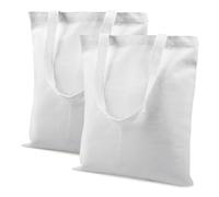 Vaktop Jutebeutel, 40x35cm Stofftasche, 2 Stück Baumwolltasche Unbedruckt, Stofftaschen zum Bemalen, Stoffbeutel Einkaufstasche mit Zwei Langen Henkeln für Sport, Shopping, Lebensmittel (Weiß)