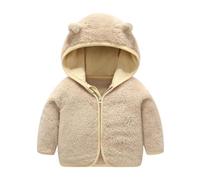 Valcatch Kleinkind Junge Mädchen Fleece Kapuzenjacke Einfarbig Reißverschluss Mantel mit Bärenohr Kapuze Winter Warme süße Oberbekleidung für Unisex Kinder 2-6J