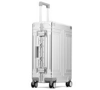 VALCLA Reisekoffer Koffer aus Aluminium-Magnesiumlegierung, Trolley-Koffer, Aluminiumrahmen, geräuscharm, Anti-Fall-Koffer mit Universalrädern Weichschalenkoffer(Silver,26in)