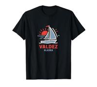 Valdez Alaska Segelboot Sonnenuntergang Design Preisgünstiges Grafik-T-Shirt, Herren, Schwarz, XL