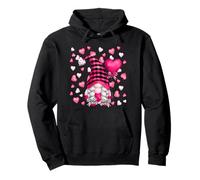 Valentines GNOME Graphic Cute Pink Buffalo Plaid Love Hearts Pullover Hoodie