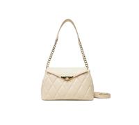 VALENTINO Bolso de Hombro Acolchado con Cadena Dorada, Diseño Elegante en Beige, Cierre con Solapa