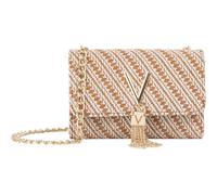 Umhängetasche VALENTINO BAGS "DIVINA SUMMER", Damen, Gr. B/H/T: 17cm x 11,5cm x 5cm, cuoio, multicolor, Baumwolle, Taschen Umhängetasche, Damen Handtasche mit goldfarbenem Schmuckelement und Fransen (