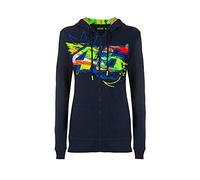 Valentino Rossi VR46 Winter Test Offizieller MotoGP Damen Kapuzenpullover mit Reißverschluss - Blau - XS