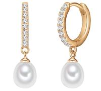Valero Pearls Damen Creolen mit glänzenden Süßwasser-Zuchtperlen gold, Größe One Size, 4613794 Gold One Size