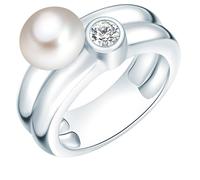 Ring Sterling Silber Süßwasser-Zuchtperle weiß Zirkonia weiß 50