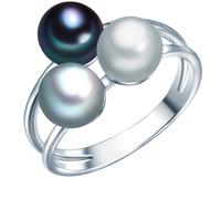 Ring Sterling Silber Süßwasser-Zuchtperlengrau / silbergrau / blau 50