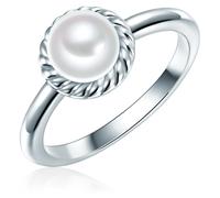 Valero Pearls - Ring Sterling Silber Zirkonia Süßwasser-Zuchtperle in Silber Ringe 1 ct Damen