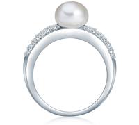 Ring Sterling Silber Süßwasser-Zuchtperle weißZirkonia weiß facettiert 60