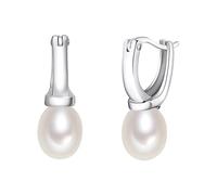 Klappcreolen Sterling Silber Süßwasser-Zuchtperlenweiß