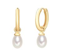 Creolen Sterling Silber gelbvergoldet Süßwasser-Zuchtperlen weiß