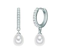 Creolen Sterling Silber Süßwasser-Zuchtperlen weiß