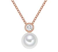 Kette mit Anhänger Sterling Silber rosévergoldet Süßwasser-Zuchtperlen weiß