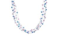 Valero Pearls Damen mehrreihige Perlenhalskette Süßwasser-Zuchtperlen 5-6 mm blau/violett/silbergrau 925 Sterling Silber - Edelstahldraht