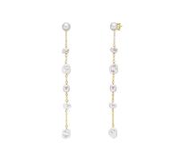 Valero Pearls Damen Ohrhänger aus 925/- Sterling Silber gelbvergoldet mit Süßwasser-Zuchtperlen Barock Weiß 7,5-8,0 mm - Perlenohrhänger
