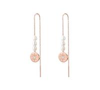 Valero Pearls Damen Ohrhänger aus rosévergoldetem Edelstahl mit Süßwasser-Zuchtperlen Weiß 3,9 mm und Sonne - Perlenohrhänger Rosegold