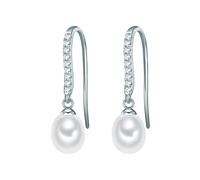 Valero Pearls Damen-Ohrhänger Sterling Silber 925 Süßwasser-Zuchtperlen weiß - Ohrringe für Frauen mit Süßwasser-perle