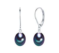 Ohrhänger Sterling Silber Süßwasser-Zuchtperlenpfauenblau ca. 8,0-9,0 mm