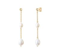 Ohrhänger Edelstahl gelbvergoldet Süßwasser-Zuchtperle weiß