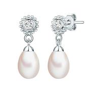 Valero Pearls Damen Perlen-Ohrstecker mit Süßwasser-Zuchtperlen und Zirkonia silber, Größe One Size, 3599672 Silber One Size