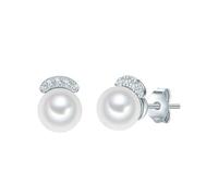 Valero Pearls - Perlen-Ohrstecker Sterling Silber Zirkonia Süßwasser-Zuchtperle in Silber Ohrringe Damen