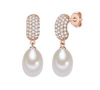 Ohrstecker Sterling Silber rosevergoldet Süßwasser-Zuchtperlen weiß