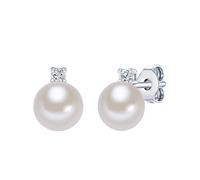 Valero Pearls Damen Silberohrstecker mit Süßwasser-Zuchtperle mit Zirkonia silber / weiß, Größe One Size, 3657026 Silber / Weiß One Size